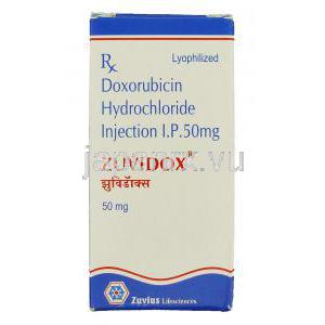 ズビドックス Zuvidox, ドキシル ジェネリック, ドキソルビシン 50mg 注射 (Zuvius) 箱
