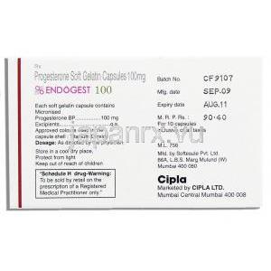 酢酸メドロキシプロゲステロン（ヒスロン ジェネリック）, Endogest, 100mg ソフトゲルカプセル