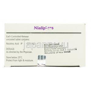 ナイアリップ Nialip,ナイアスパン ジェネリック, ナイアシン・ニコチン酸 配合 375mg 錠 (Dr.Reddy's) 箱