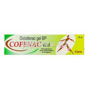 ジクロフェナク （ナボール ジェネリック）, コフェナック Cofenac,  15gm ジェル (Ranbaxy) 箱