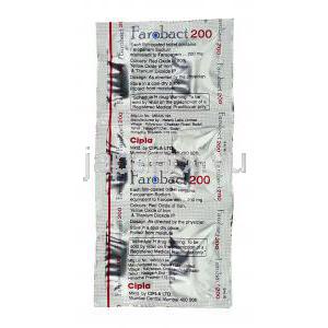 ファロバクト Farobact, ファロネム Faronem, ファロム ジェネリック,  ファロペネム 200mg 錠 (Cipla) 包装