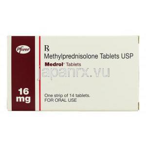 メドロール Medrol, メチルプレドニゾロン16mg 錠 (Pfizer) 箱