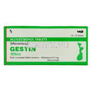 ジェスティン Gestin, パーセリン ジェネリック, アリルエストレノール 5mg 錠 (Walter Bushnell) 箱