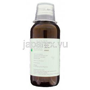 デュファラック Duphalac, ラクツロース  内服液10g/15ml x 100ml (Solvay) ボトル側面