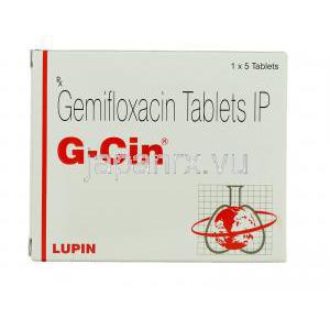 G-Cin, ファクティブ ジェネリック, ゲミフロキサシン 320mg 錠 (Lupin) 箱