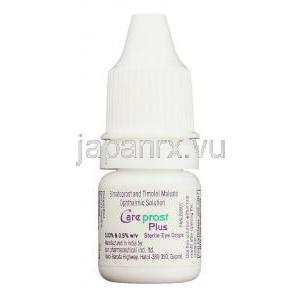 ケアプロスト プラス, ビマトプロスト・マイレン酸チモロール配合 300mg/ml  5mg/ml x 3ml 点眼薬 (Sun Pharma)