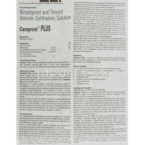 ケアプロスト プラス, ビマトプロスト・マイレン酸チモロール配合 300mg/ml  5mg/ml x 3ml 点眼薬 (Sun Pharma)