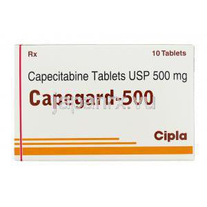 ケープガード Capegard, ゼローダ ジェネリック, カペシタビン  500mg 錠 (Cipla) 箱