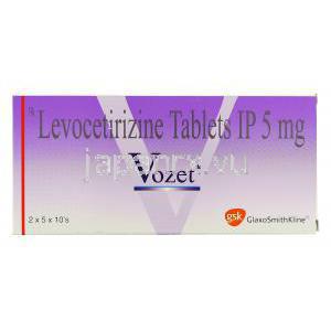 ボゼット Vozet , レボセチリジン塩酸塩 5mg 錠 (GSK) 箱