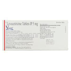 ボゼット Vozet , レボセチリジン塩酸塩 5mg 錠 (GSK) 成分