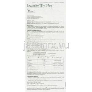 ボゼット Vozet , レボセチリジン塩酸塩 5mg 錠 (GSK) 情報シート1