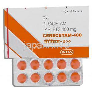 セレセタム Cerecetam, ミオカーム ジェネリック, ピラセタム 400mg 錠 (Intas)