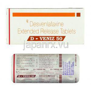 D-Veniz, プリスティーク ジェネリック,  デスベンラファキシン 50mg 錠 (Sun Pharma)