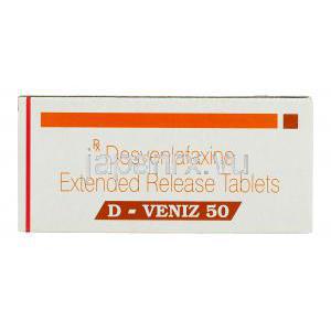 D-Veniz, プリスティーク ジェネリック,  デスベンラファキシン 50mg 錠 (Sun Pharma) 箱