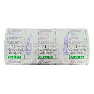 ガンマリノレン酸（γ-リノレン酸） GLA 120, 120MG カプセル  (Dr Reddy's) 包装裏面