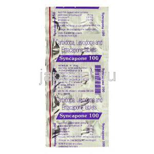 シンカポン Syncapone, スタレボ ジェネリック, カルビドパ 25 mg レボドパ 100 mg エンタカポン 200mg 錠 (Sun Phara