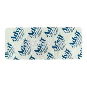アドヴィル Advil Liquigel, イブプロフェン 200mg リキッドジェル カプセル (Wyeth) 包装裏面