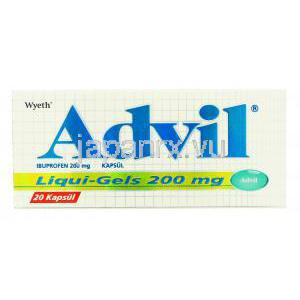 アドヴィル Advil Liquigel, イブプロフェン 200mg リキッドジェル カプセル (Wyeth) 箱