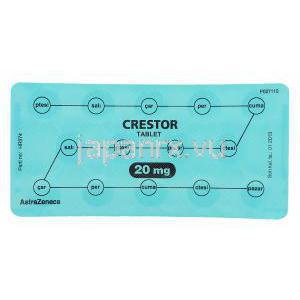 クレストール Crestor, ロスバスタチン 20mg （アストラゼネカ社） 包装