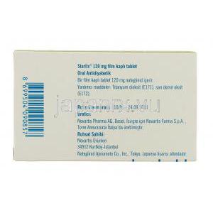 スターリックス  Starlix （スターシス ジェネリック） ナテグリニド 120mg 錠 （ノバルティス社