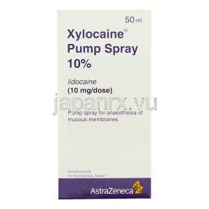 キシロカイン Xylocaine, リドカイン 10ml x 50ml ポンプスプレー （アストラゼネカ社）