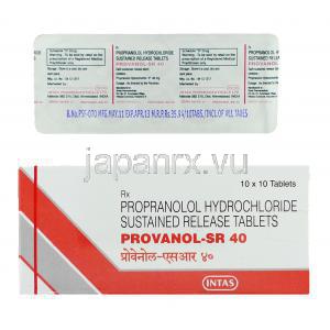 プロバノールSR Provanol-SR, インデラル ジェネリック, プロプラノロール  40mg 錠 (Intas)