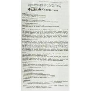 アルファD3 Alpha D3, アルファカルシドール 0.25mcg カプセル (GSK) 情報シート1
