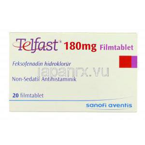 テルファスト180mg 錠 (Aventis・トルコ) 箱