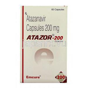 アテーザー Atazor, レイアタッツ ジェネリック, アタザナビル 200mg カプセル (Emcure) 箱
