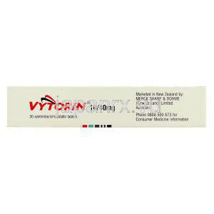 バイトリン, シンバスタチン, エゼチミベ 10mg/ 40mg 錠 (MSD) 箱側面