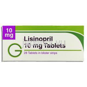 ゼストリル  ジェネリック, リシノプリル Lisinopril  10mg 錠 (Bristol) 箱
