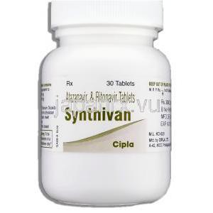 シンチバン Synthivan, アタザナビル・リトナビル 300mg/100mg 錠 (Cipla) ボトル