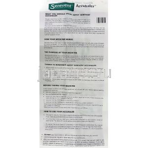 セレベント アキュヘイラー Serevent Accuhaler 50mcg 吸入剤 (GSK) 情報シート1