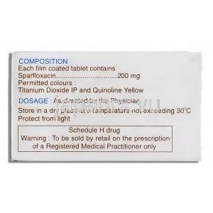 ゾスパー Zospar, スパラ ジェネリック, スパルフロキサシン 200mg 錠 (FDC) 成分