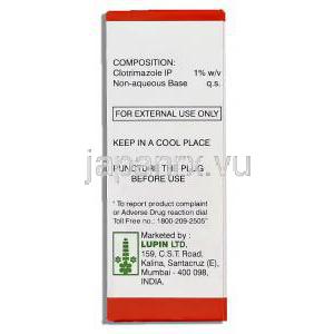 カナゾール Canazole, マイセレクス ジェネリック, クロトリマゾール 1% x 15ml ローション (Lupin) 成分・