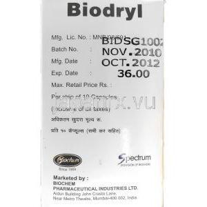 バイオドリル Biodryl, ベナドリル ジェネリック, ジフェンヒドラミン塩酸塩 25mg 錠 (Biochem) 製造者