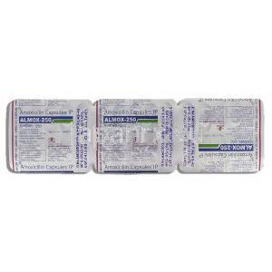 アルモックス Almox, （アモリン ジェネリック） アモキシシリン 250mg カプセル (Alkem) 包装裏面