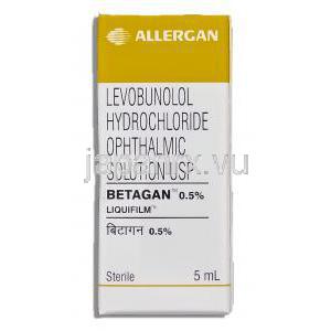 ベータガン Betagan ,  0.5% 5ml レボブノロール塩酸塩（ミロルジェネリック） 点眼薬 (Allergan) 箱
