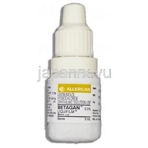 ベータガン Betagan ,  0.5% 5ml レボブノロール塩酸塩（ミロルジェネリック） 点眼薬 (Allergan) ボトル