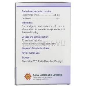 カプロフェン, カロディル Carodyl, 75mg チュアブル錠 (Sava Medicare) 成分