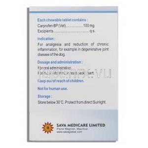 カプロフェン, カロディル Carodyl, 100mg チュワブル錠 (Sava Medicare) 成分
