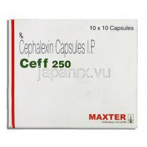 セフ Ceff, ケフレックス ジェネリック, セファレキシン 250mg カプセル (Lupin) 箱