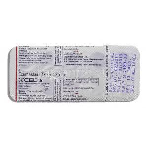エクセル Xcel, アロマシン ジェネリック,  エキセメスタン 25mg 錠 (Celon) 包装裏面