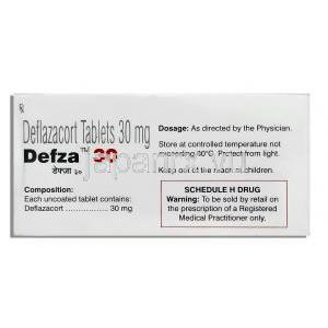 デフザ Defza, カルコート ジェネリック, デフラザコート 30mg 錠 (Wallace) 成分