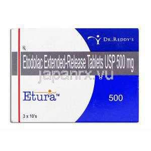 エトドラク （オステラック / ハイペン ジェネリック）,  Etura 500MG 錠 (Dr.Reddy) 箱