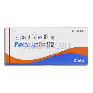 フェブキソスタット（ウロリック ジェネリック）,  ファブシップ Fabucip 80mg 錠 (Cipla) 箱