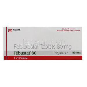 フェブキソスタット（ウロリック ジェネリック）, フェブゾスタット Febuxostat 80mg 錠 (Abott) 箱