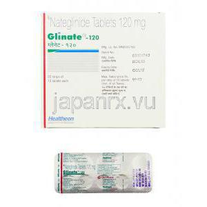グリネート Glinate, スターシスジェネリック, ナテグリニド 120mg 錠 (Glenmark)