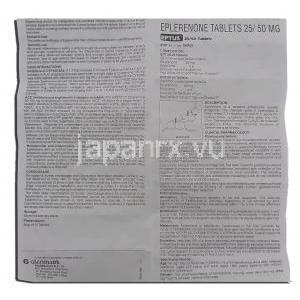 エプタス Eptus, セララジェネリック,  エプレレノン 50mg 錠 (Glenmark) 情報シート1