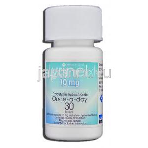 ライリネル  Lyrinel Xl, ポラキスジェネリック, オキシブチニン 10mg 錠 (Jassen-Cilag) ボトル